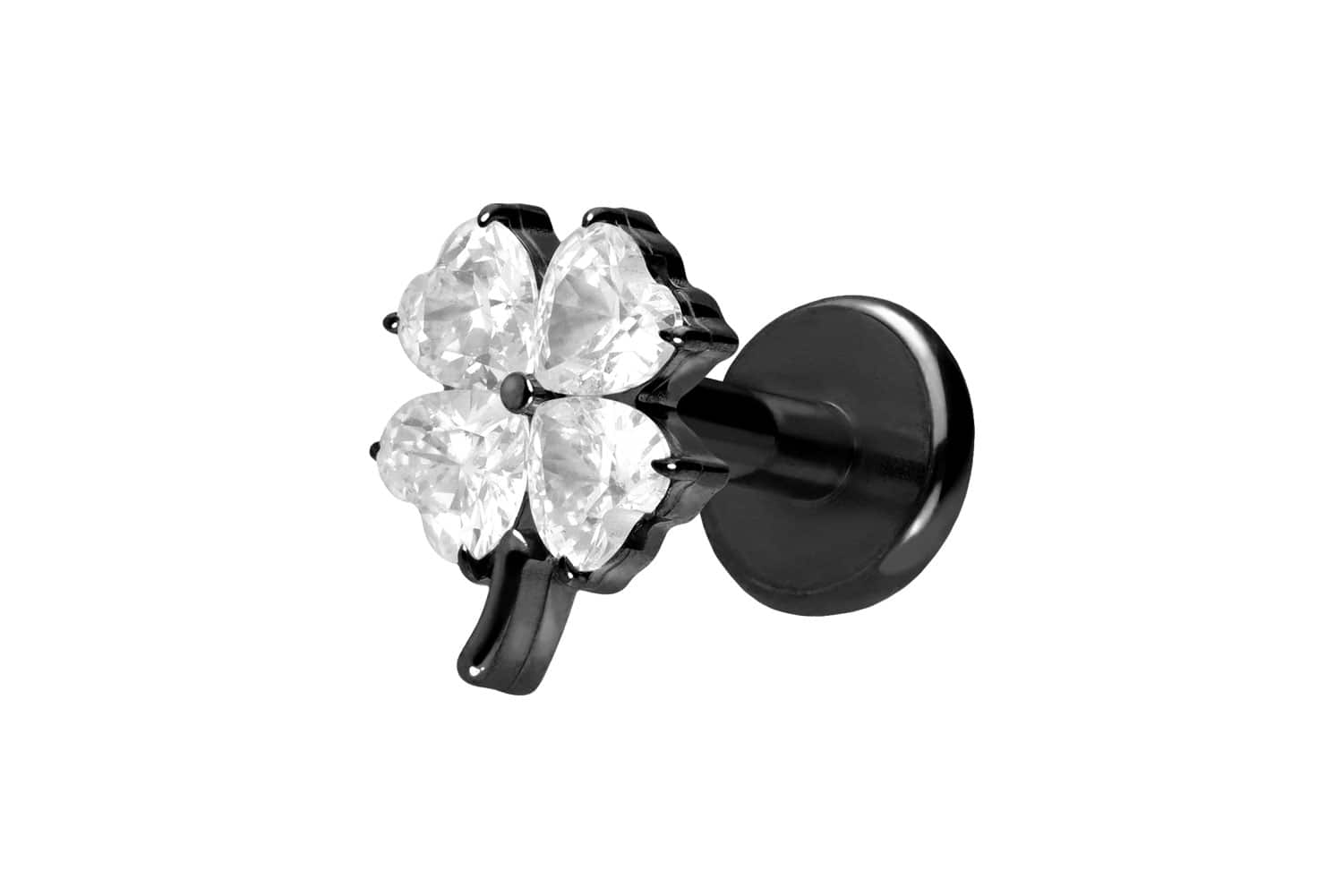Titan Labret Piercing mit Push Fit KRISTALLKLEEBLATT